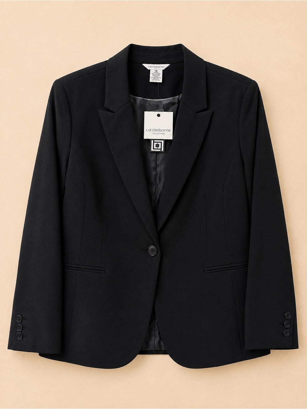 Liz Claiborne Black Single-Button Tailored Blazer